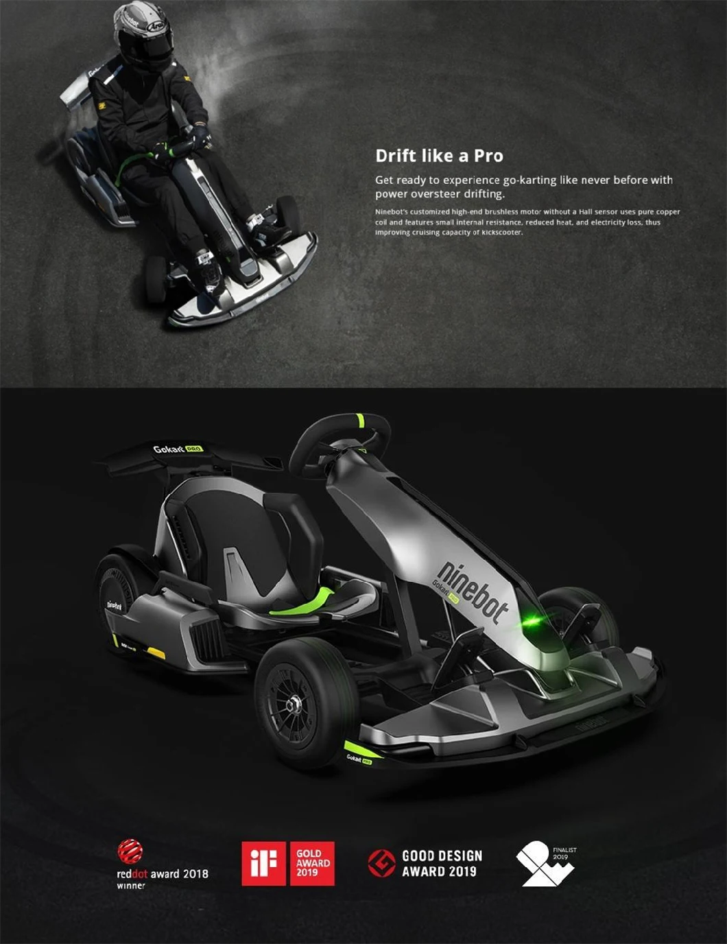 Ninebot Seg Way Xiaomi High Quality Gray 4800W Safe Car Racing Gokart Karts Karting off Road Electric Go Karts for Adults