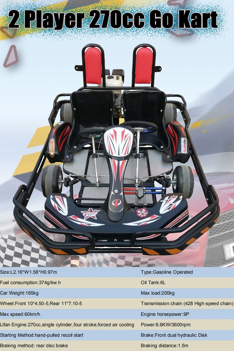 Most Popular Electric Go Kart Game Machine Car Racing Competition Kart Rides 100cc, 200cc, 270cc Engine Cross Buggy Kart